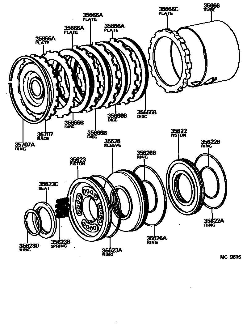 Toyota COROLLA 3号制动器、一档和倒档制动器(ATM) EPC diagram — MC9615