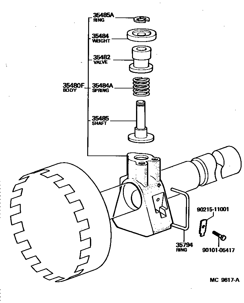Toyota COROLLA 后油泵和调速器(ATM) EPC diagram — MC9617A