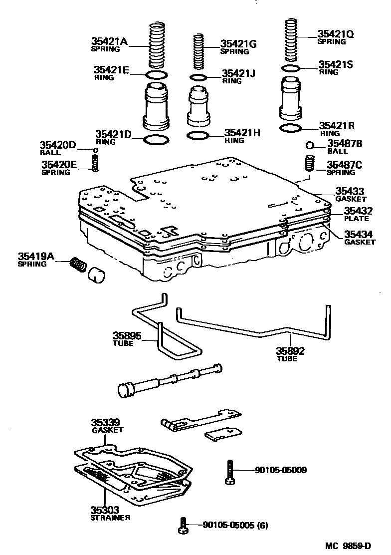 Toyota COROLLA 阀体和滤油网(ATM) EPC diagram — MC9859D