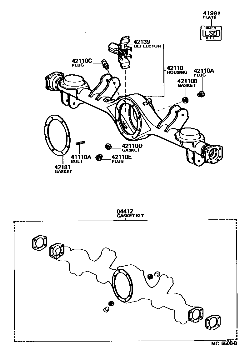 Toyota COROLLA 后桥壳和差速器 EPC diagram — MC6500B