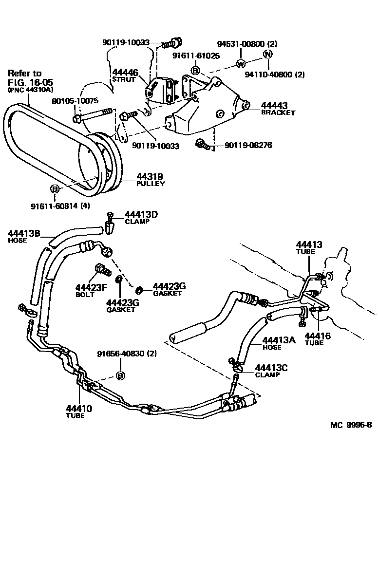 Toyota COROLLA 动力转向配管 EPC diagram — MC9995B