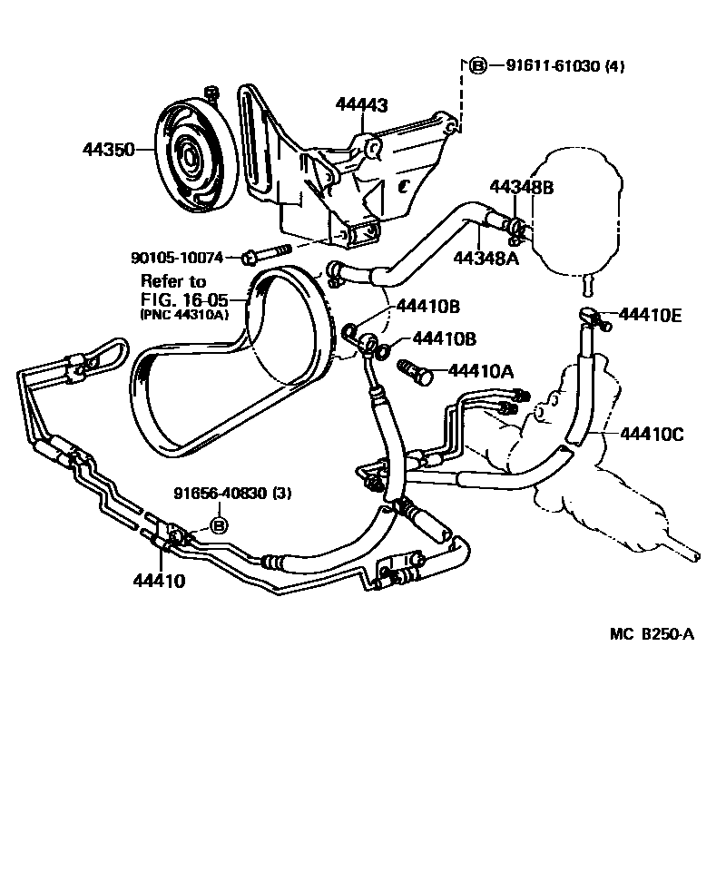 Toyota COROLLA 动力转向配管 EPC diagram — MCB250A