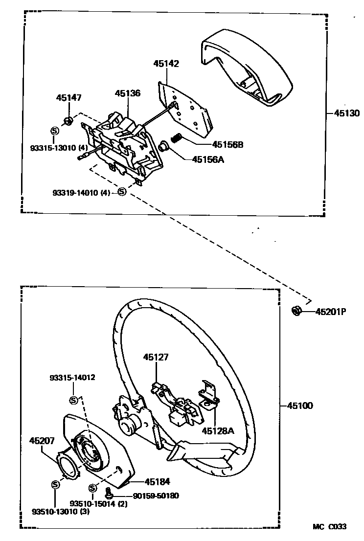 Toyota COROLLA Steering Wheel EPC diagram — MCC033
