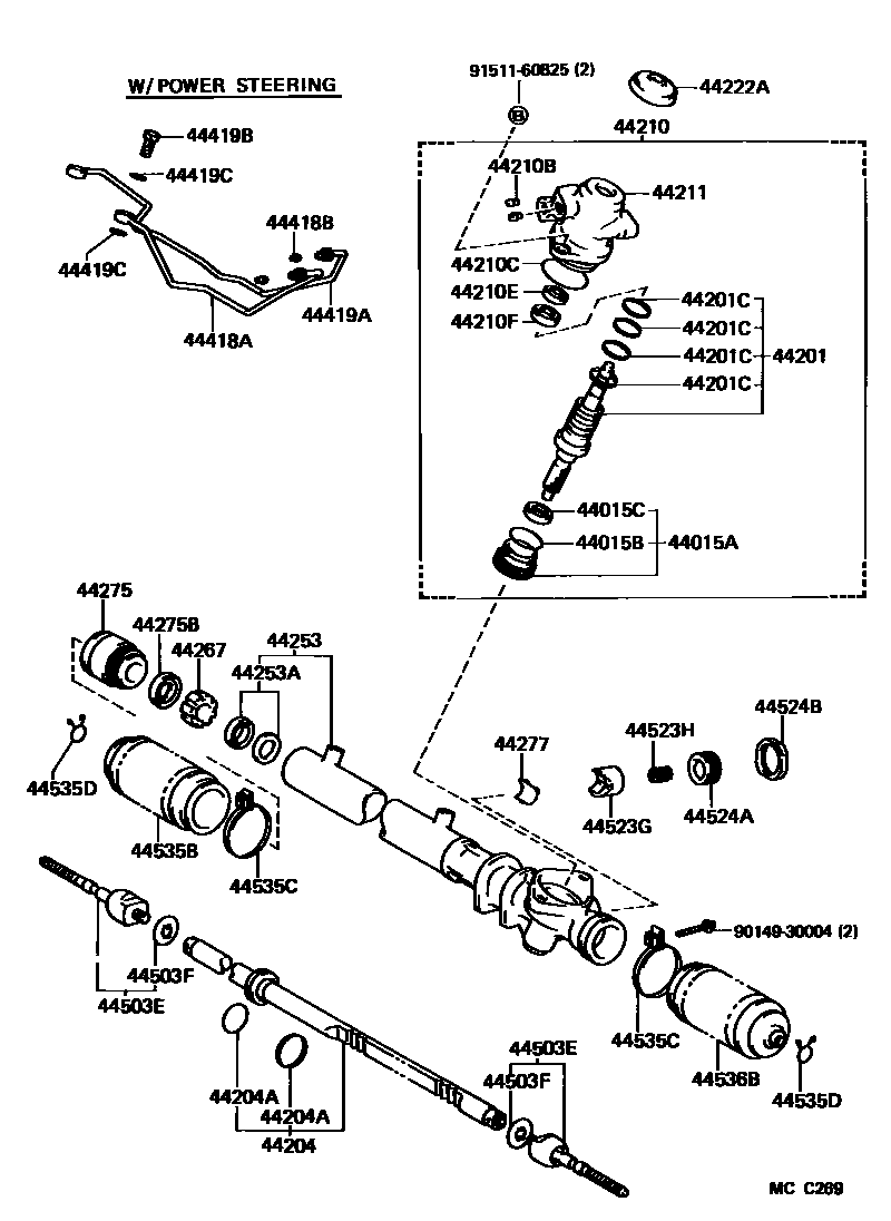 Toyota COROLLA 前转向齿轮和连杆 EPC diagram — MCC269
