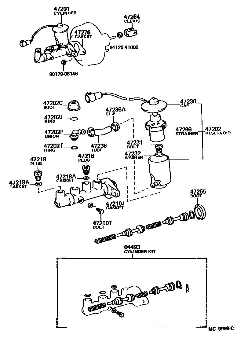 Toyota COROLLA 制动总泵 EPC diagram — MC9998C