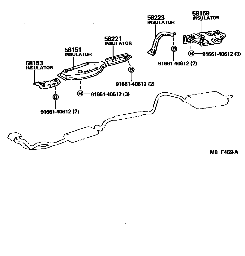 Toyota COROLLA 地板隔热垫 EPC diagram — MBF469A