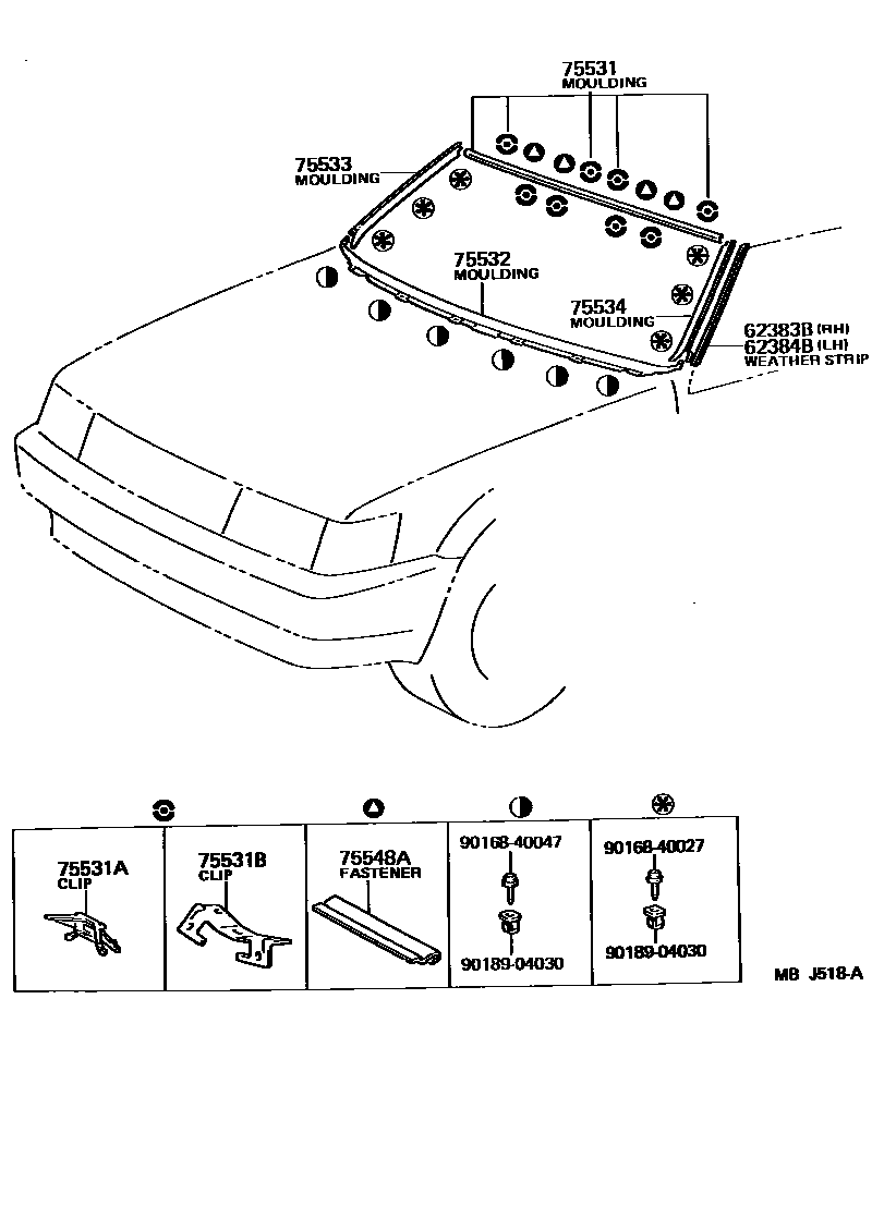 Toyota COROLLA 前防护条 EPC diagram — MBJ518A