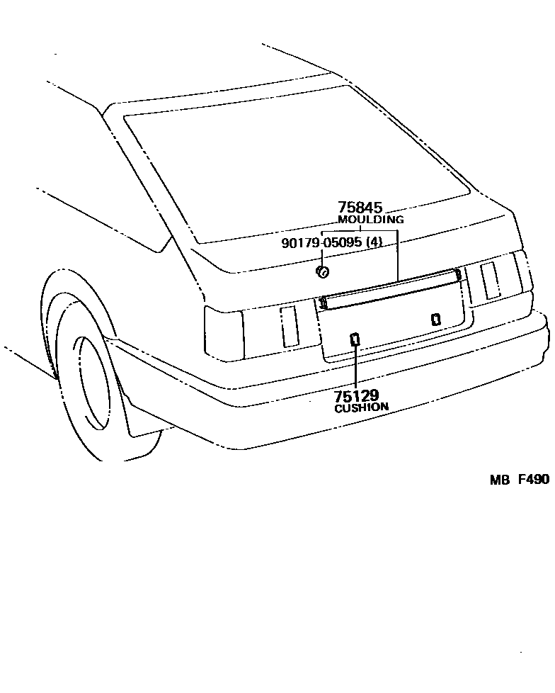 Toyota COROLLA 后防护条 EPC diagram — MBF490