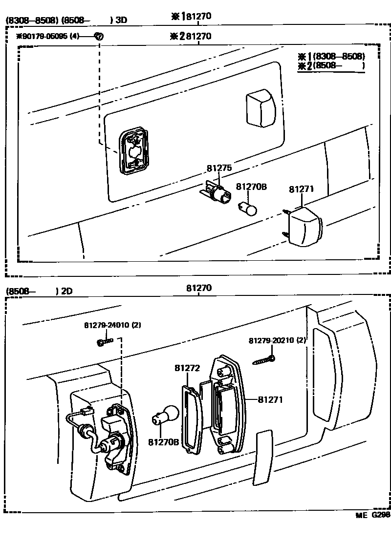Toyota COROLLA 后牌照灯 EPC diagram — MEG298