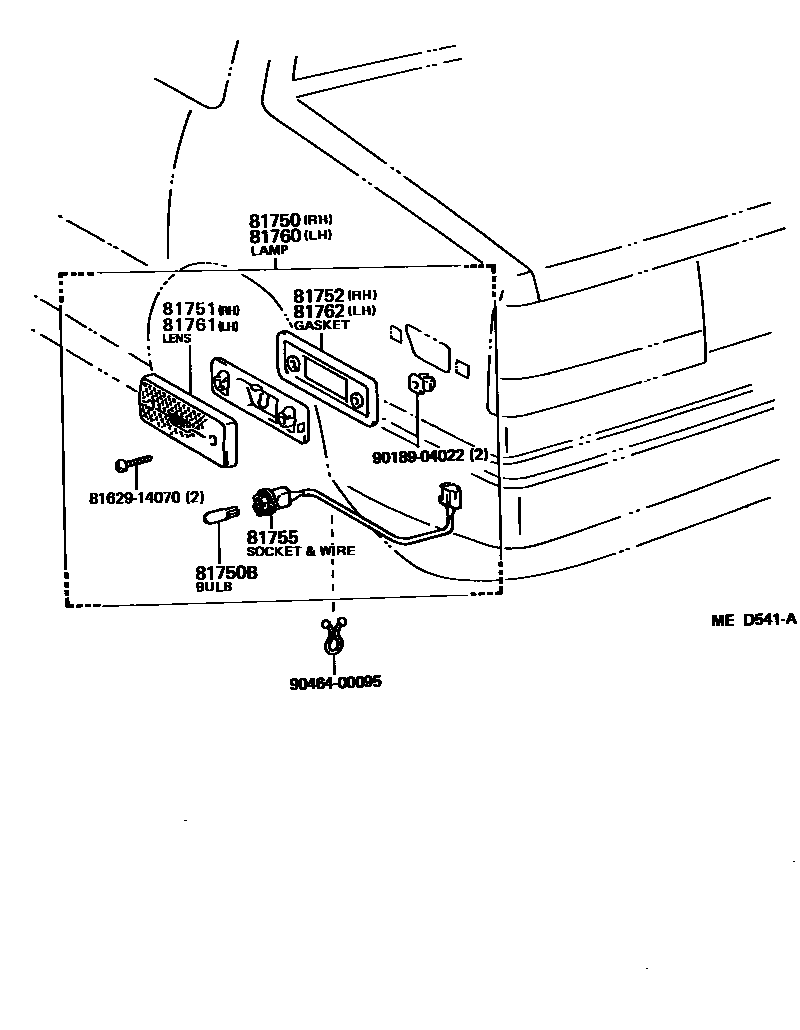 Toyota COROLLA 后侧标示灯 EPC diagram — MED541A