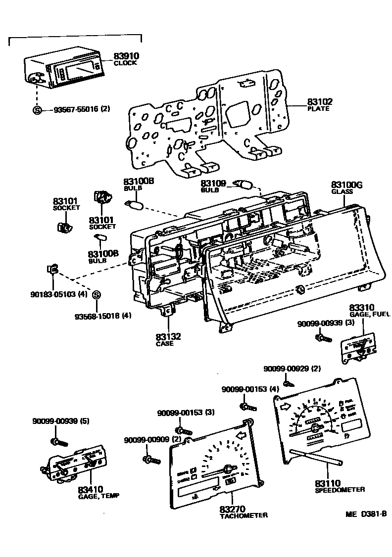 Toyota COROLLA 仪表 EPC diagram — MED381B
