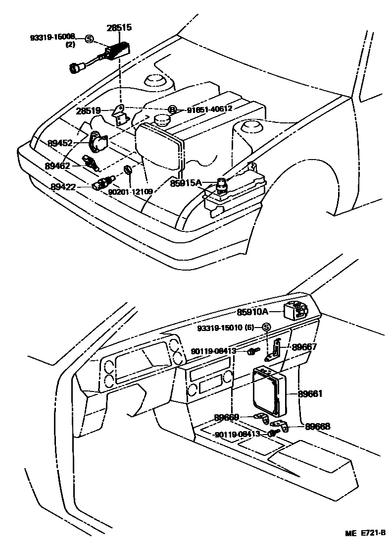 Toyota COROLLA 电子燃油喷射系统 EPC diagram — MEE721B
