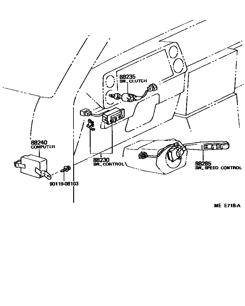 Toyota COROLLA 巡航控制(自动行驶) EPC diagram — MEE718A
