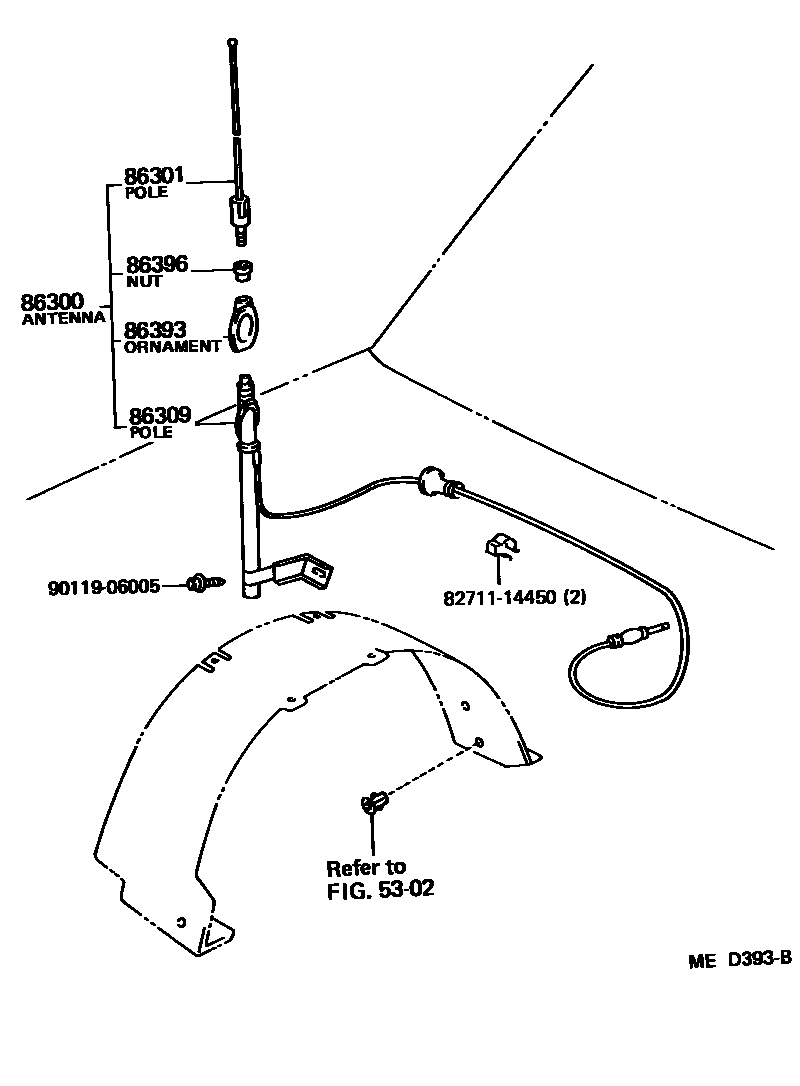 Toyota COROLLA antenna EPC diagram — MED393B