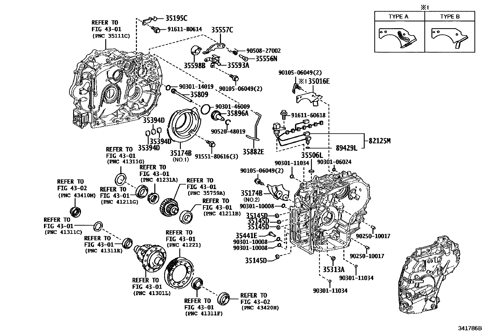 Toyota COROLLA 传动桥总成(CVT) EPC diagram — 341786B