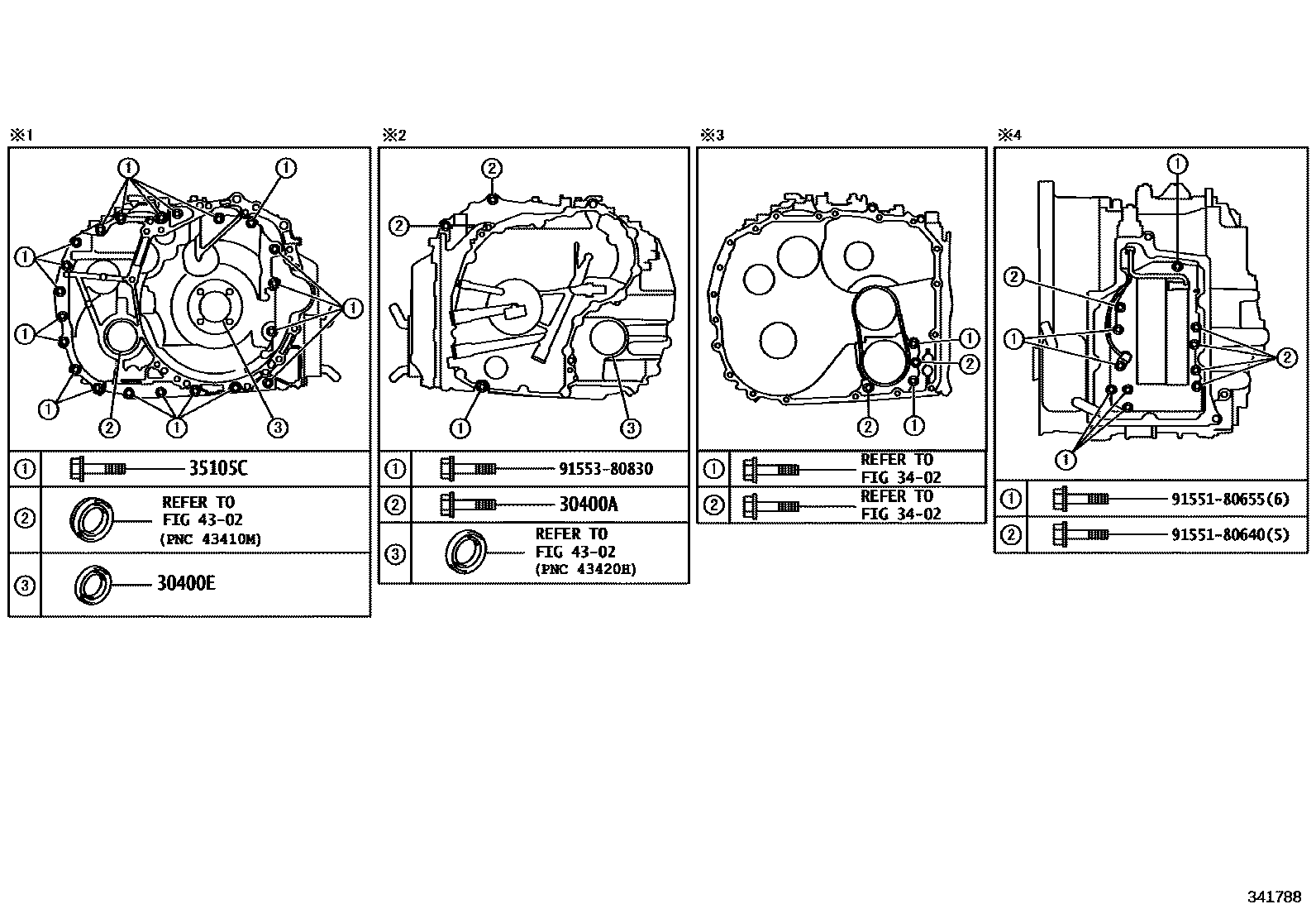 Toyota COROLLA 传动桥总成(CVT) EPC diagram — 341788