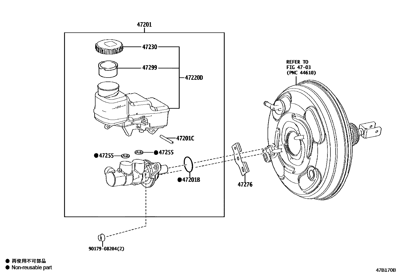 Toyota COROLLA 制动总泵 EPC diagram — 47B170B