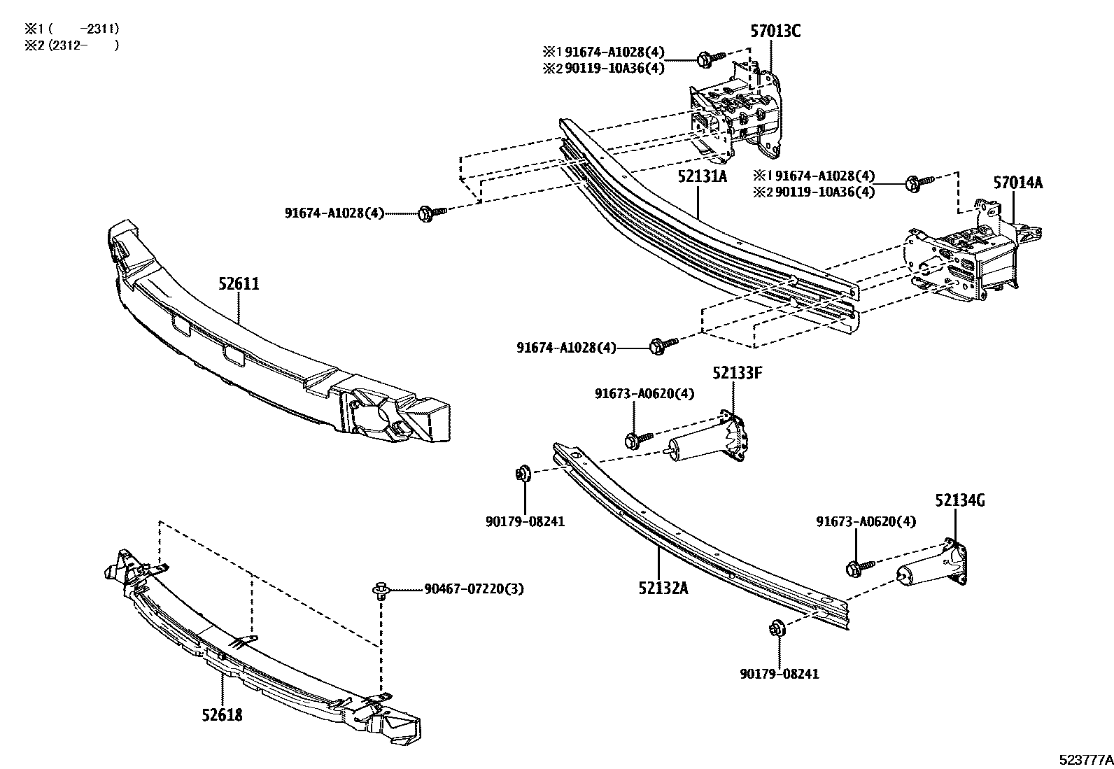 Toyota COROLLA 前保险杠及附件 EPC diagram — 523777A