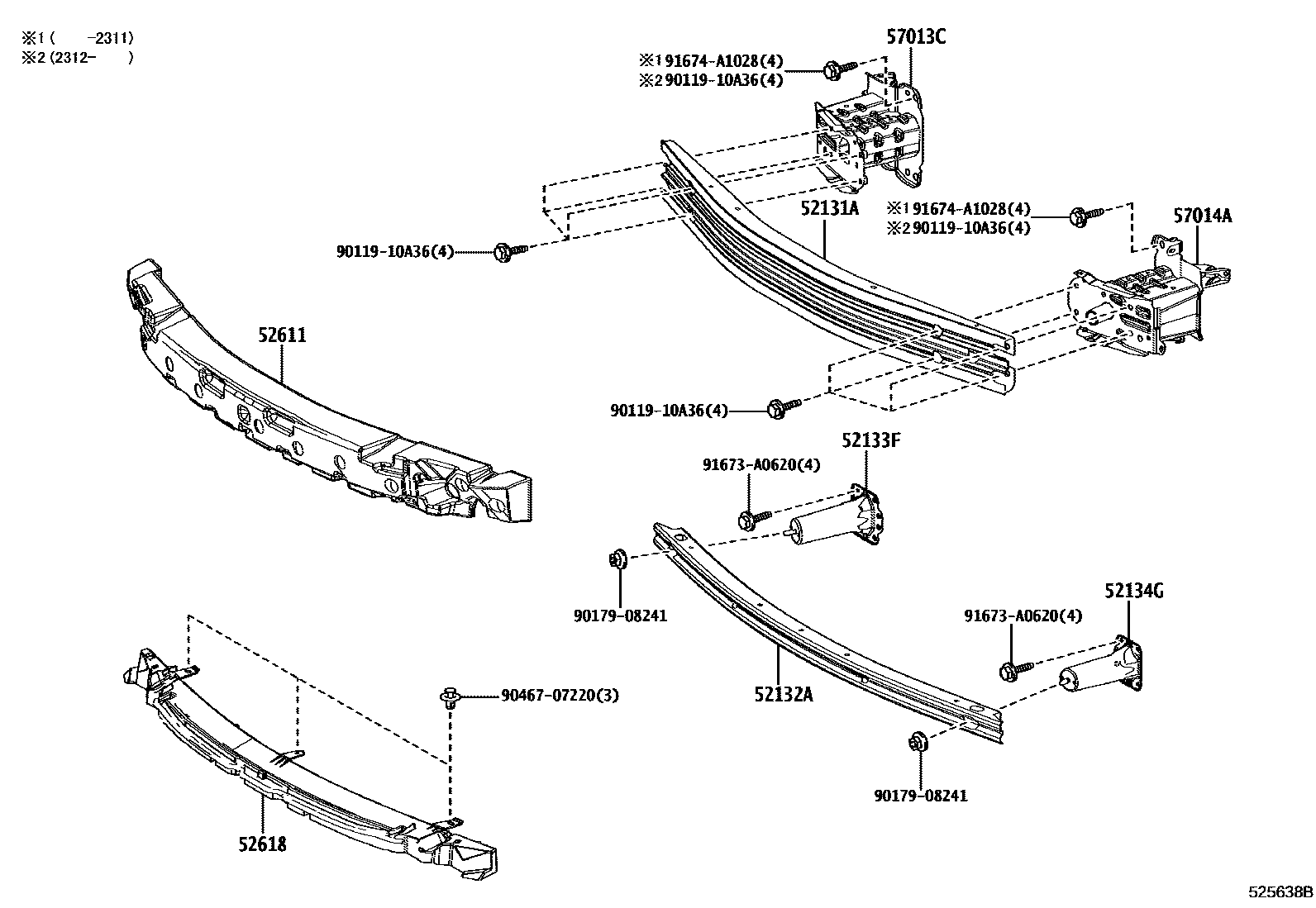 Toyota COROLLA 前保险杠及附件 EPC diagram — 525638B