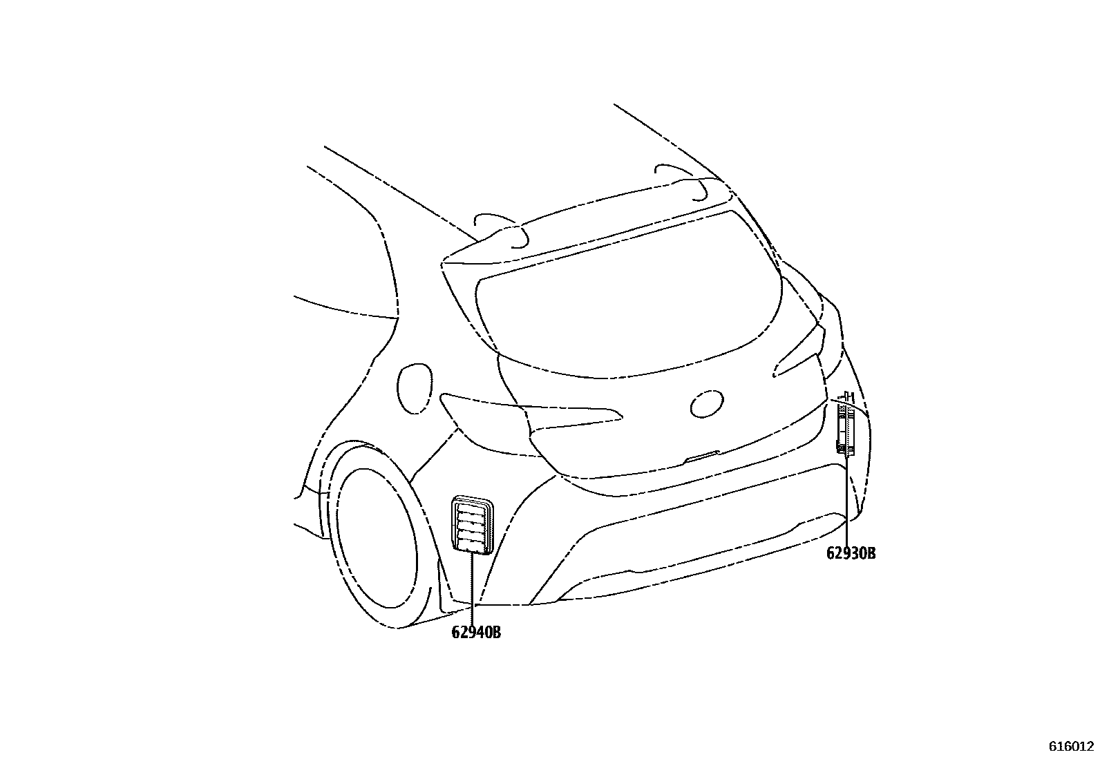 Toyota COROLLA 车侧通风装置 EPC diagram — 616012