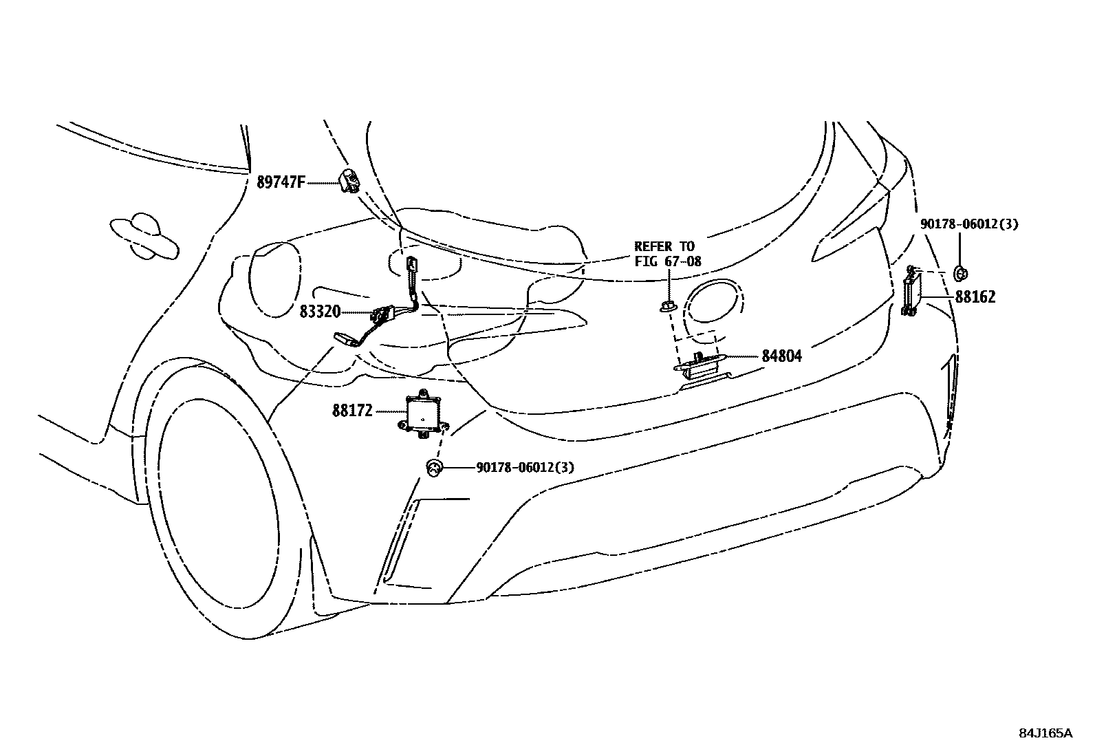 Toyota COROLLA 开关和继电器和ECU EPC diagram — 84J165A