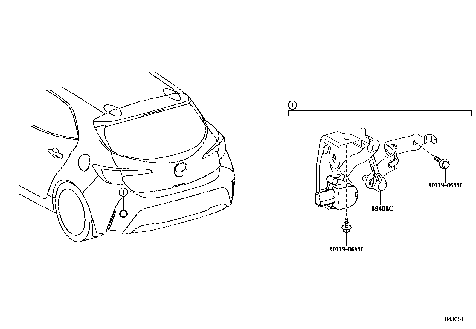 Toyota COROLLA 电子高度控制 EPC diagram — 84J051