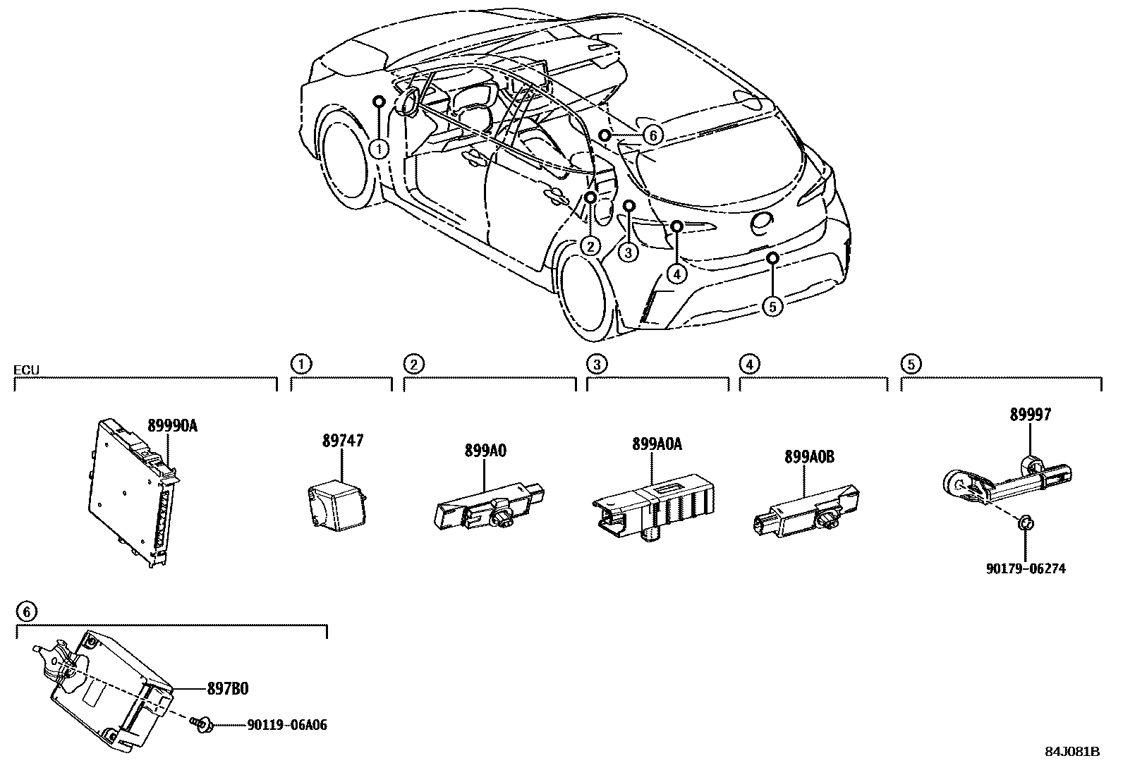 Toyota COROLLA 遥控门锁 EPC diagram — 84J081B