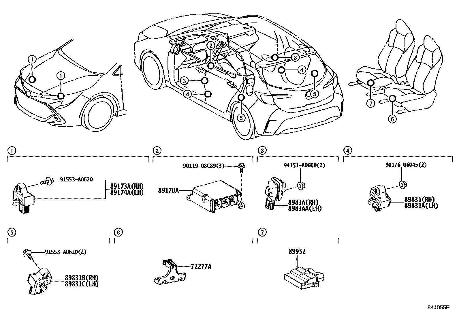 Toyota COROLLA 空气囊 EPC diagram — 84J055F