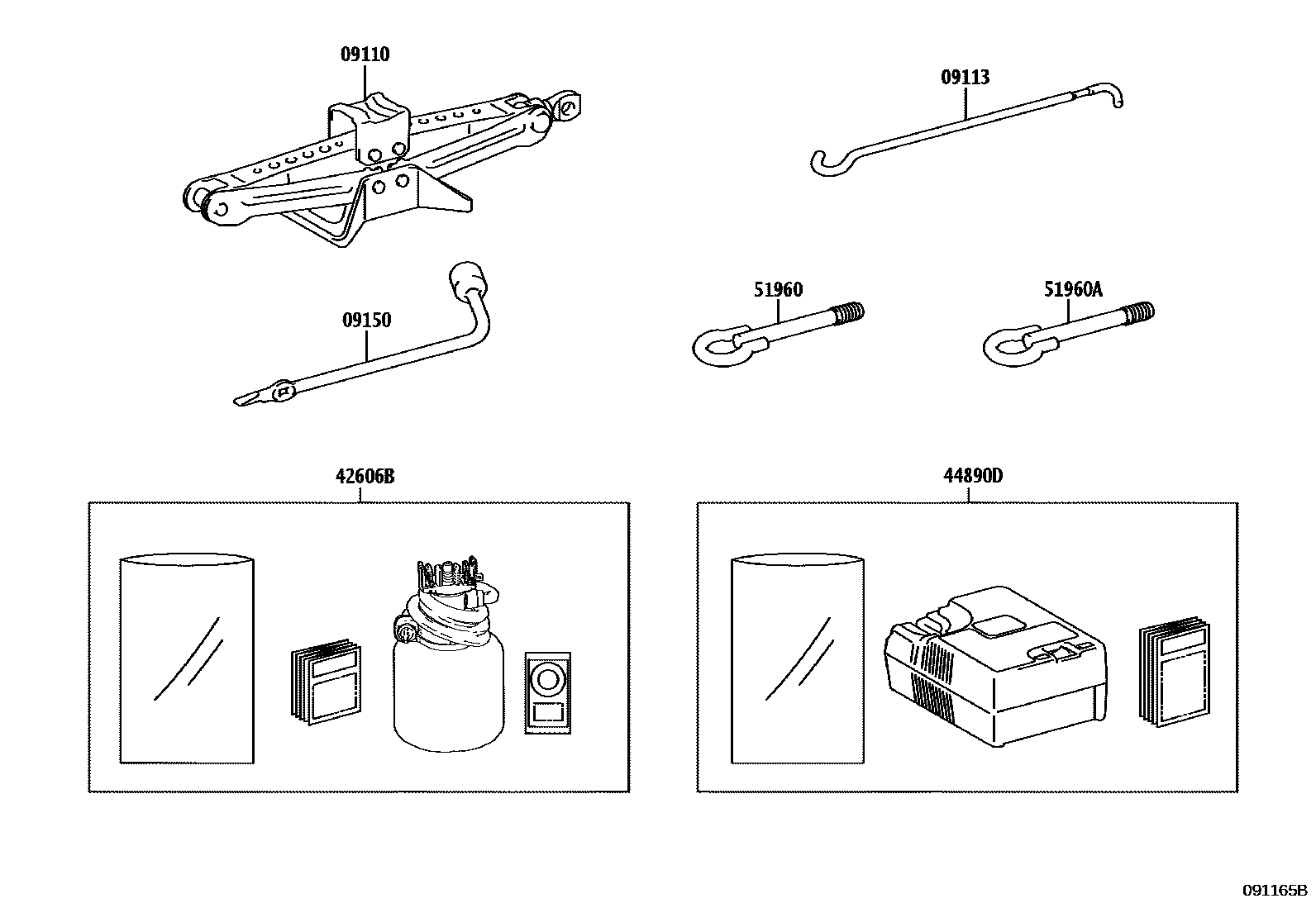 Toyota COROLLA Standard Tools EPC diagram — 091165B