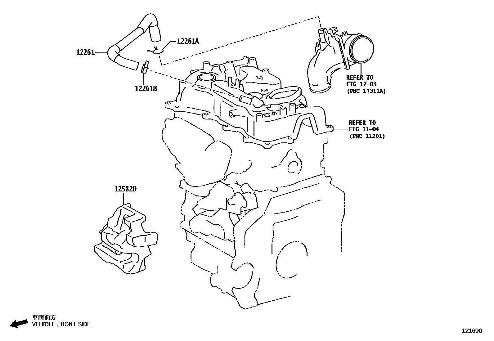 Toyota COROLLA Ventilation Hose EPC diagram — 121690