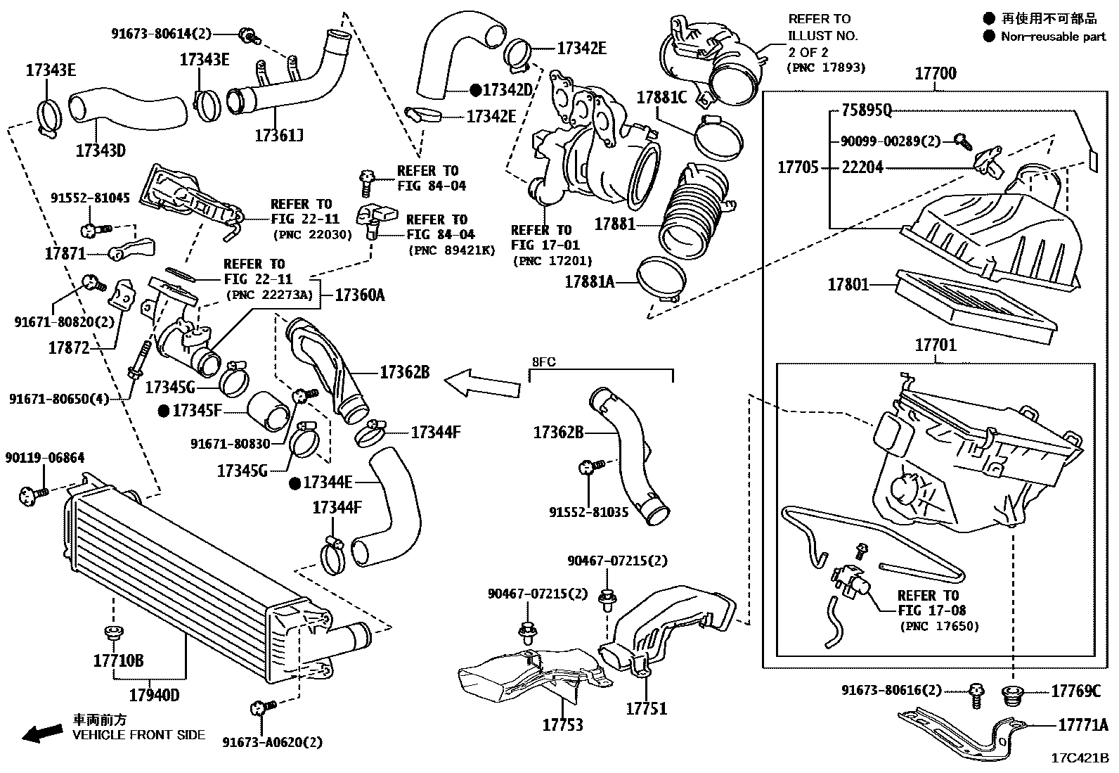 Toyota COROLLA Air Cleaner EPC diagram — 17C421B