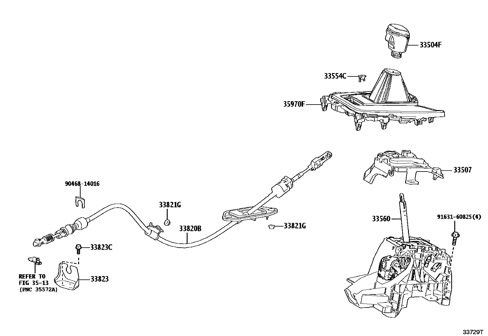 Toyota COROLLA Shift Lever & Retainer EPC diagram — 33729T