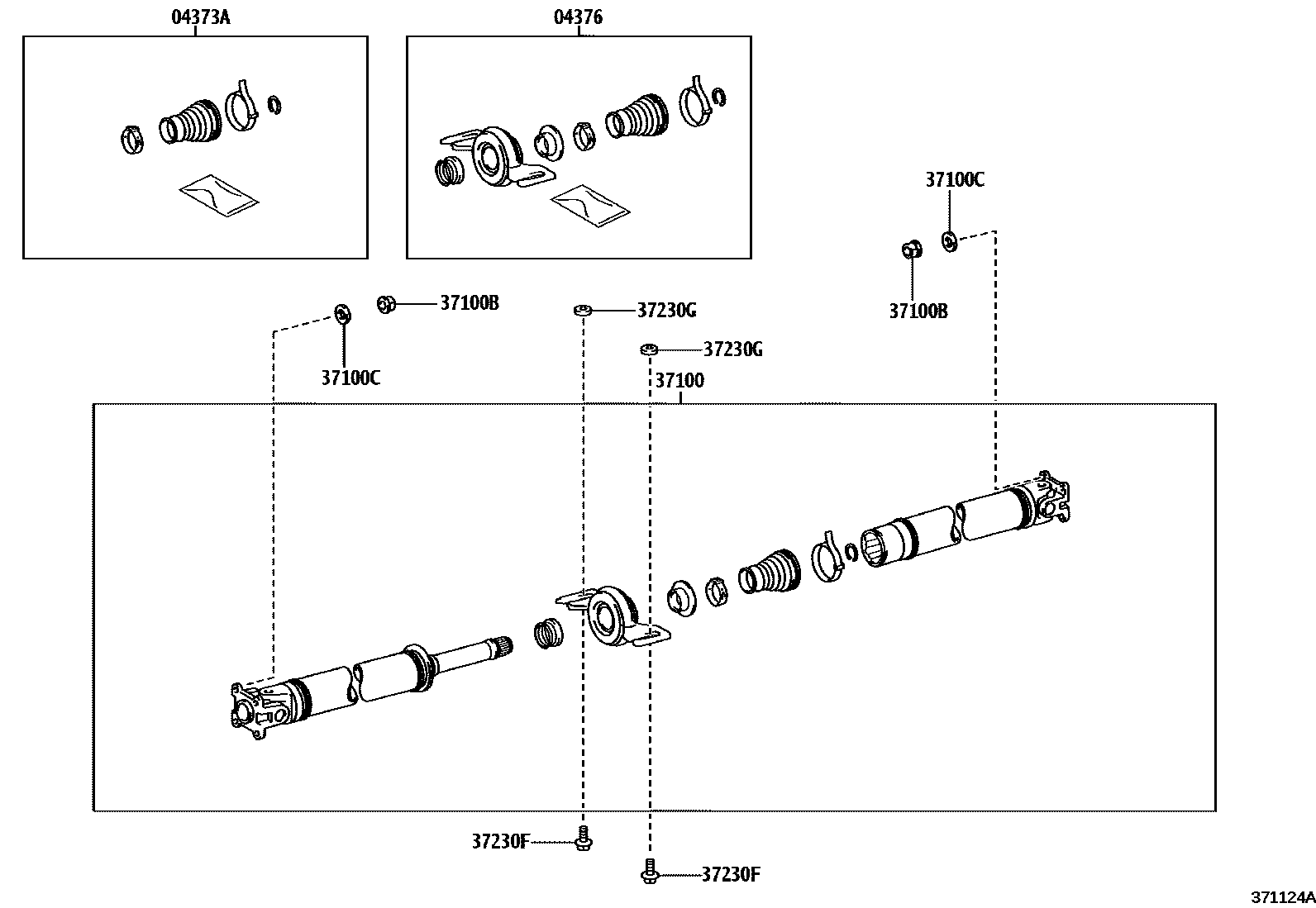 Toyota COROLLA Propeller Shaft & Universal Joint EPC diagram — 371124A