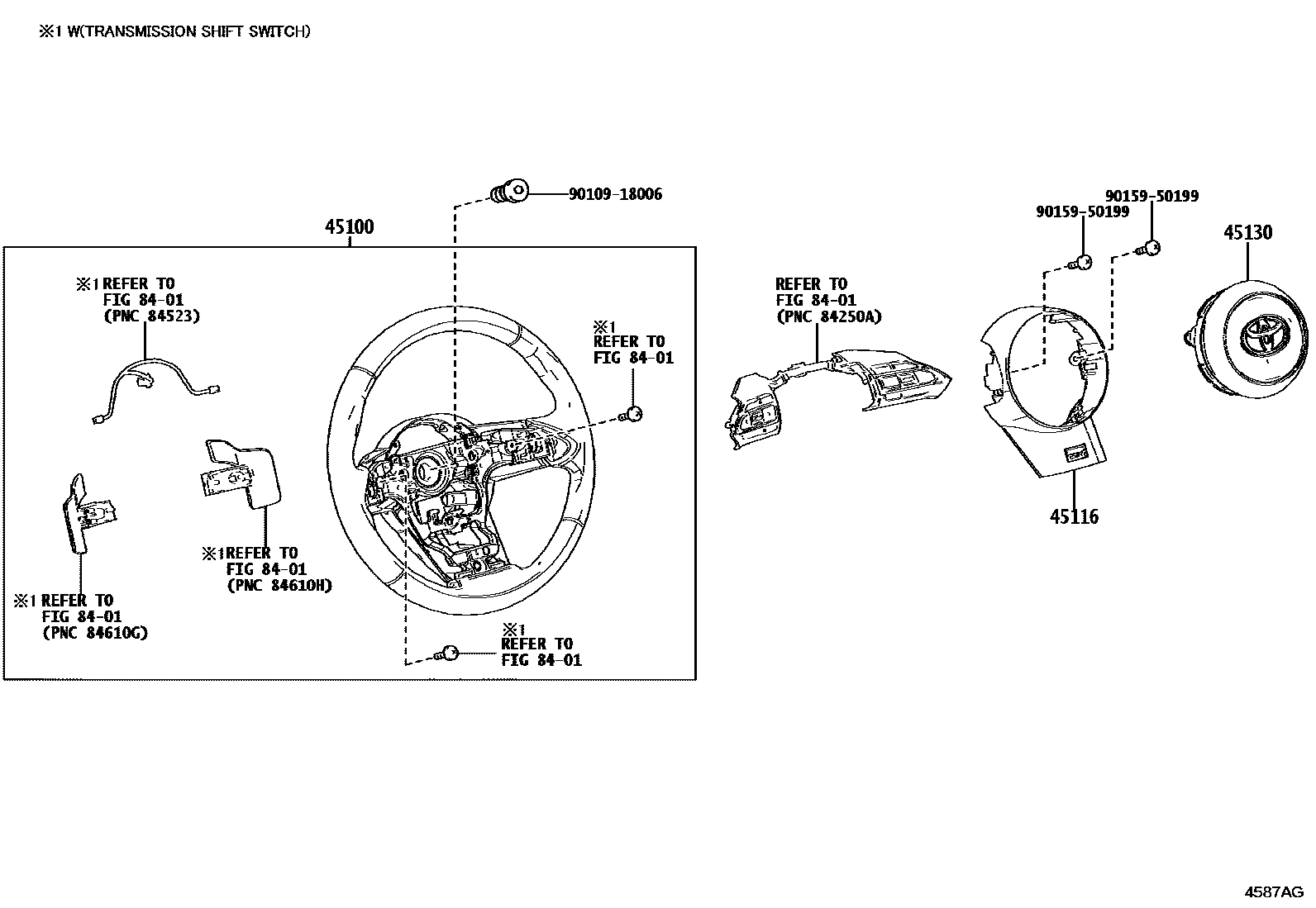 Toyota COROLLA Steering Wheel EPC diagram — 4587AG