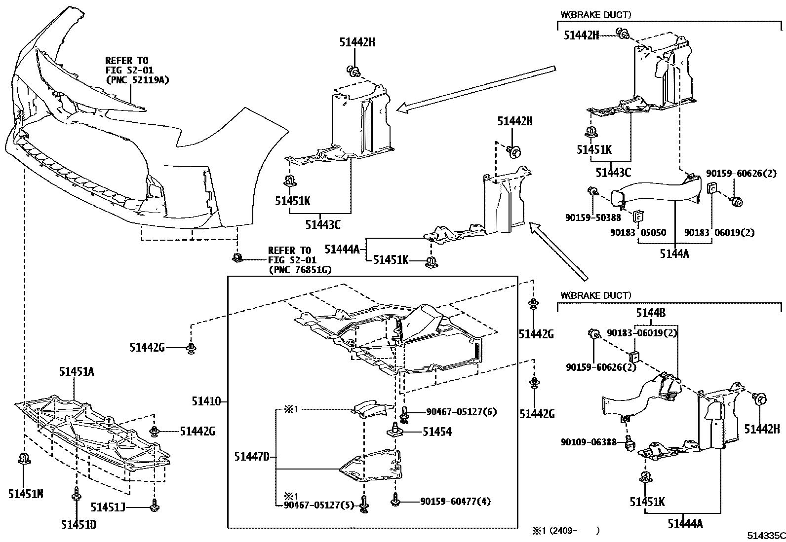 Toyota COROLLA 悬架横梁和发动机底罩 EPC diagram — 514335O