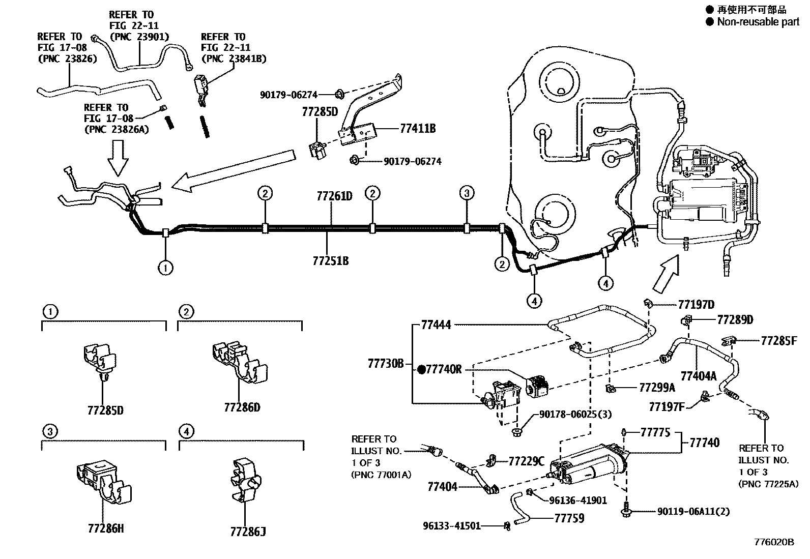 Toyota COROLLA 燃油箱和燃油管 EPC diagram — 776020B