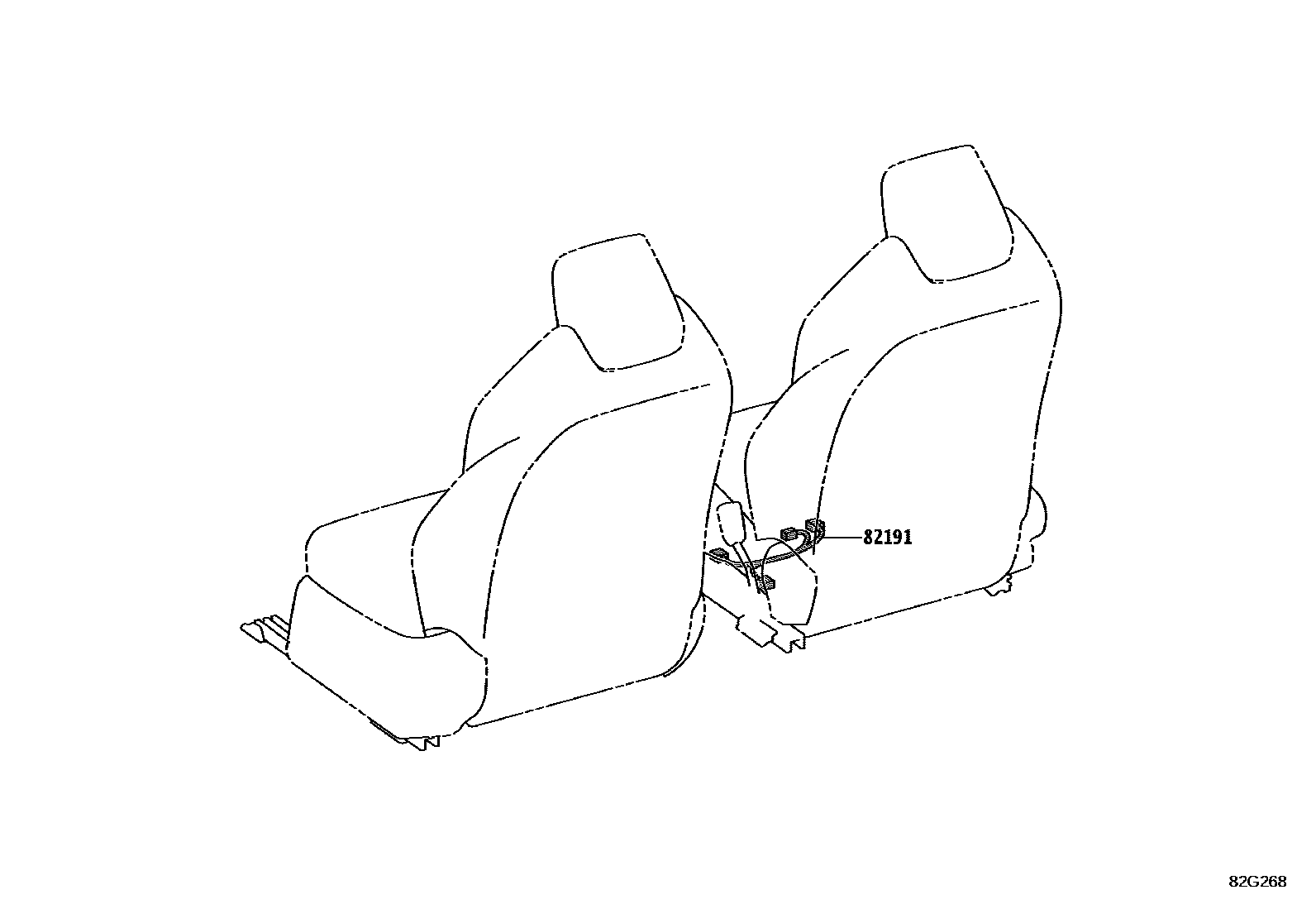 Toyota COROLLA 线束和卡夹 EPC diagram — 82G268