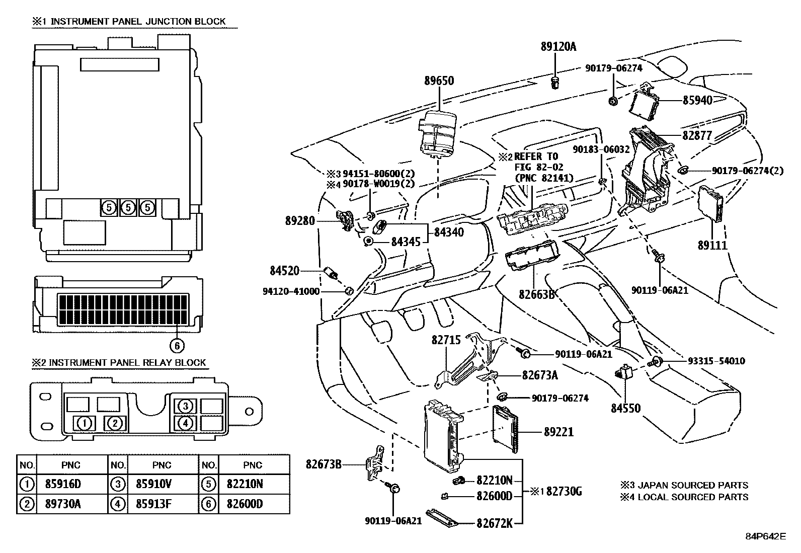 Toyota COROLLA 开关和继电器和ECU EPC diagram — 84P642E