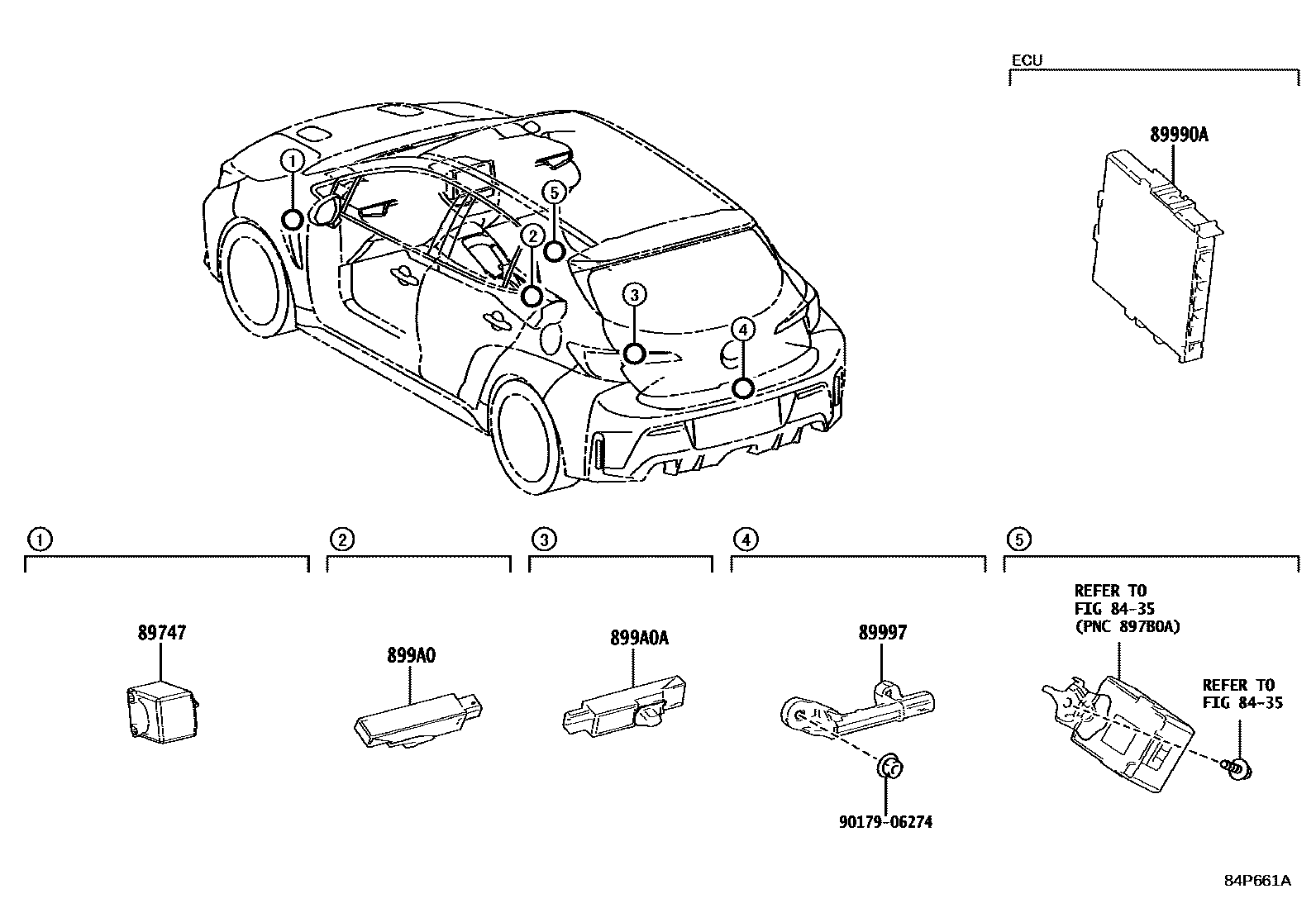 Toyota COROLLA 遥控门锁 EPC diagram — 84P661A