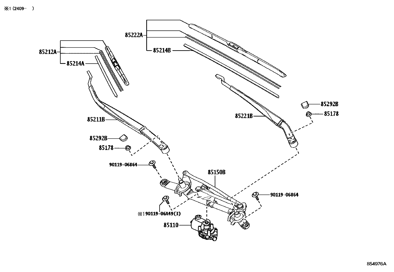 Toyota COROLLA 挡风玻璃刮水器 EPC diagram — 854976A