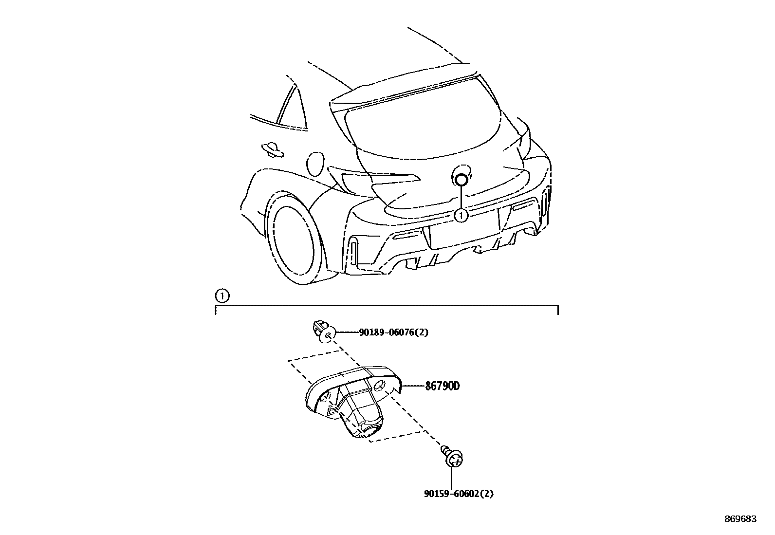 Toyota COROLLA 倒车影像和摄像头 EPC diagram — 869683