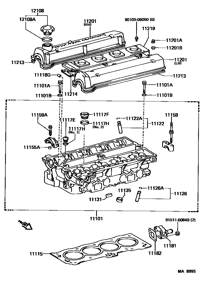 Toyota COROLLA Cylinder Head EPC diagram — MA8995