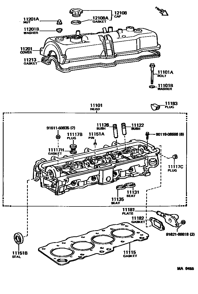 Toyota COROLLA Cylinder Head EPC diagram — MA9455