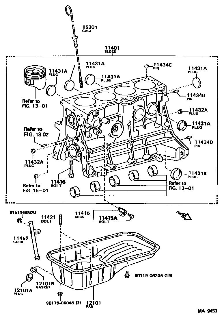 Toyota COROLLA Cylinder Block EPC diagram — MA9453