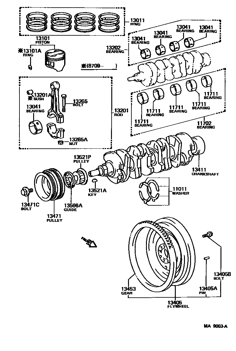 Toyota COROLLA Crankshaft & Piston EPC diagram — MA9003A