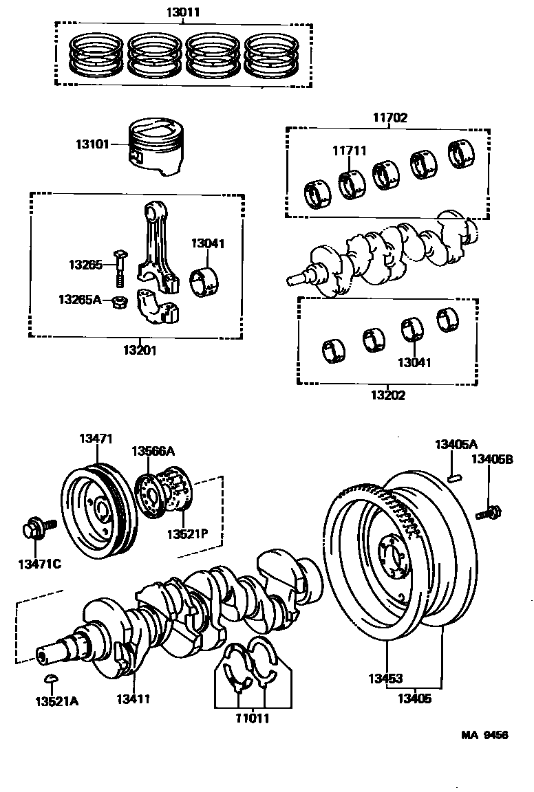 Toyota COROLLA Crankshaft & Piston EPC diagram — MA9456