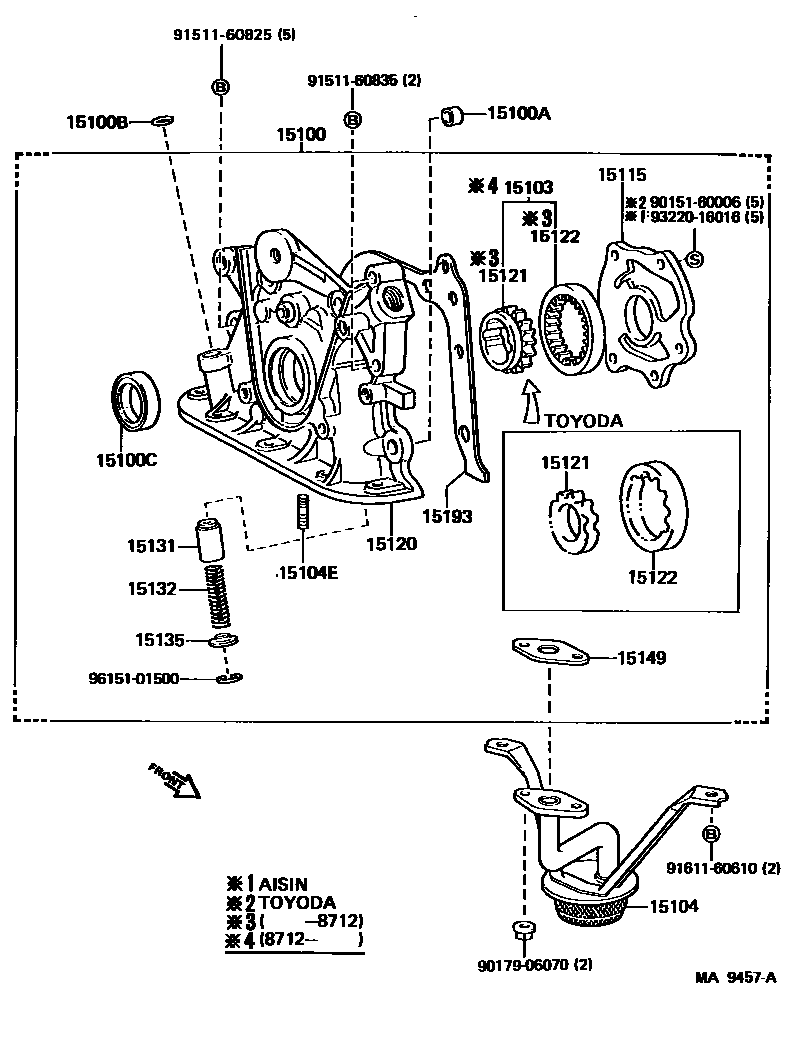 Toyota COROLLA Engine Oil Pump EPC diagram — MA9457A