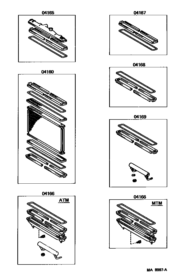 Toyota COROLLA RADIATOR & WATER OUTLET EPC diagram — MA8997A