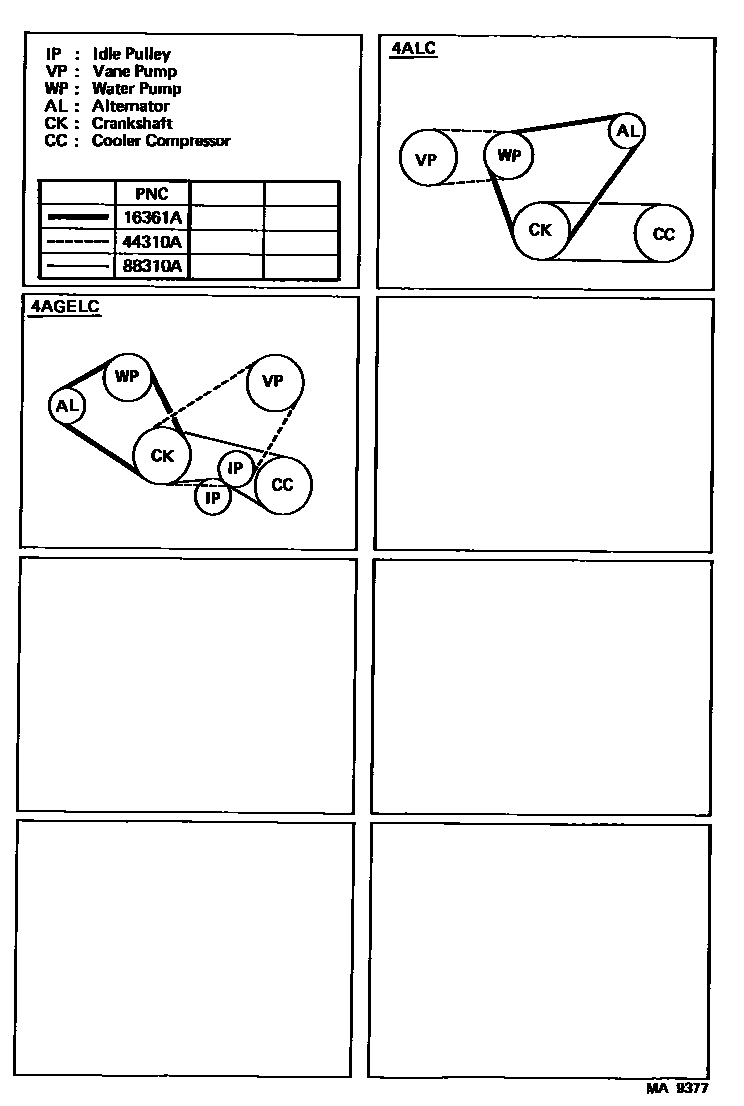 Toyota COROLLA V-Belt EPC diagram — MA9377