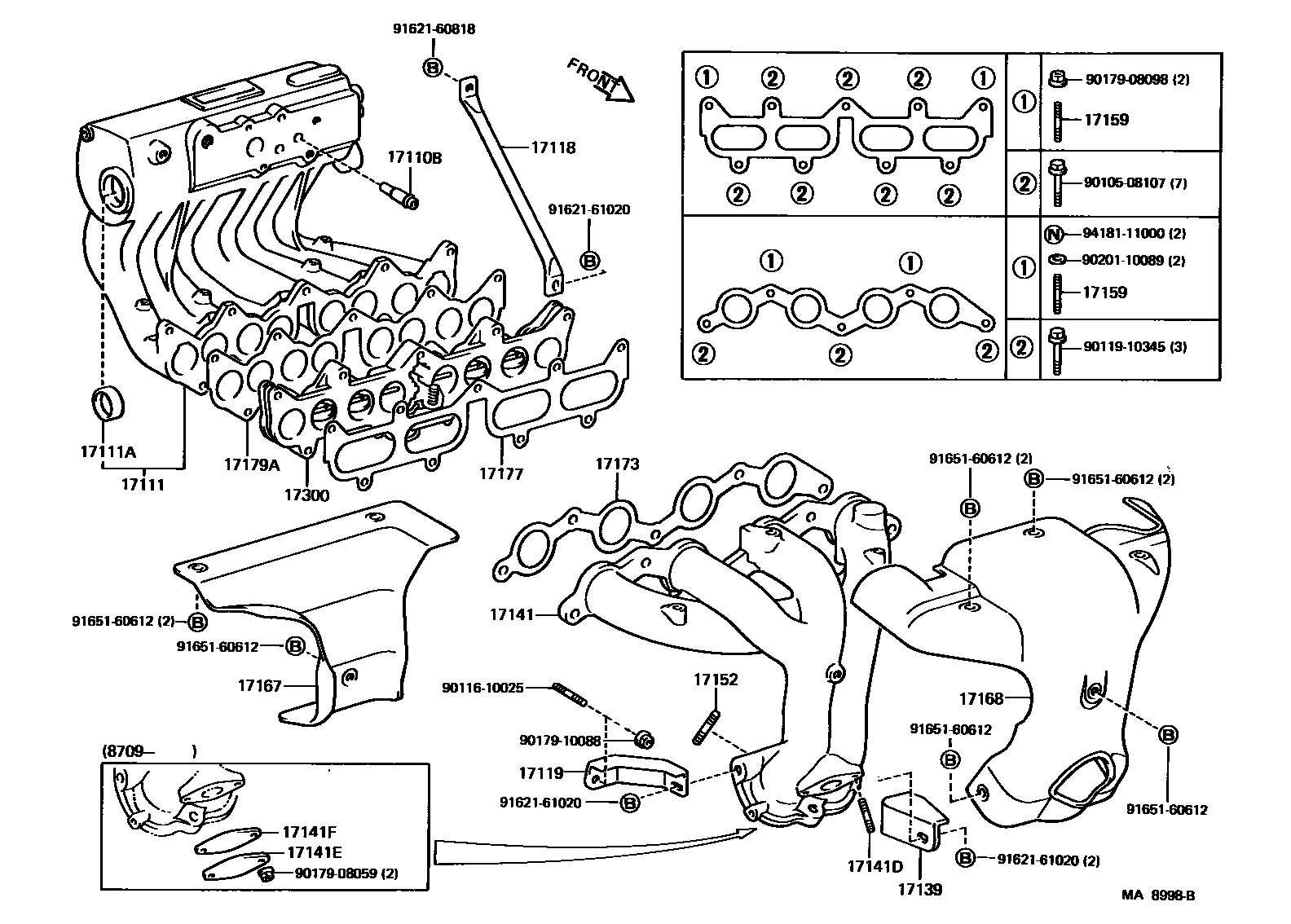Toyota COROLLA Manifold EPC diagram — MA8998B